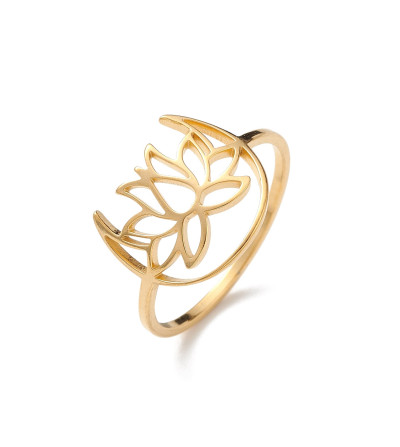 Anillo de flor de loto, dorado y plateado