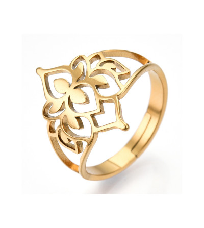 Anillo yoga flor de loto, plateado y dorado