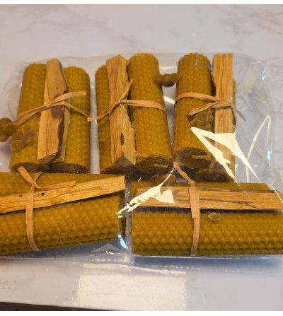 PACK DE VELAS DE CERA NATURAL+ PALO SANTO